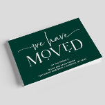 Cartão Postal Bold and Modern | Moving Announcement Postcard<br><div class="desc">These seriously modern,  emerald green moving announcements feature elegant,  ornamental white text for a boho new look that is still stylish and classy. A stylish way to let friends and family that you have moved to a new home!</div>