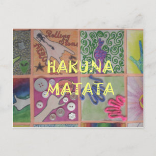 Cartão Postal Bold Mosaic Mash-Up: Edgy Pop Art Hakuna Matata