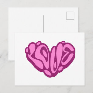 Cartão Postal Bolha de Amor Coração Rosa 