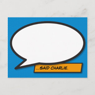 Cartão Postal Bolha de Fala de Mensagem Divertida Rétro de Quadr