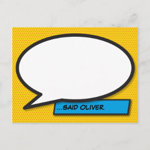 Cartão Postal Bolha de Fala Personalizada Diversão Quadrinhos