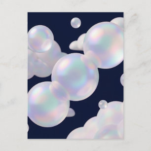 Cartão Postal Bolhas de Sabão Iridescentes Flutuantes Azul Escur