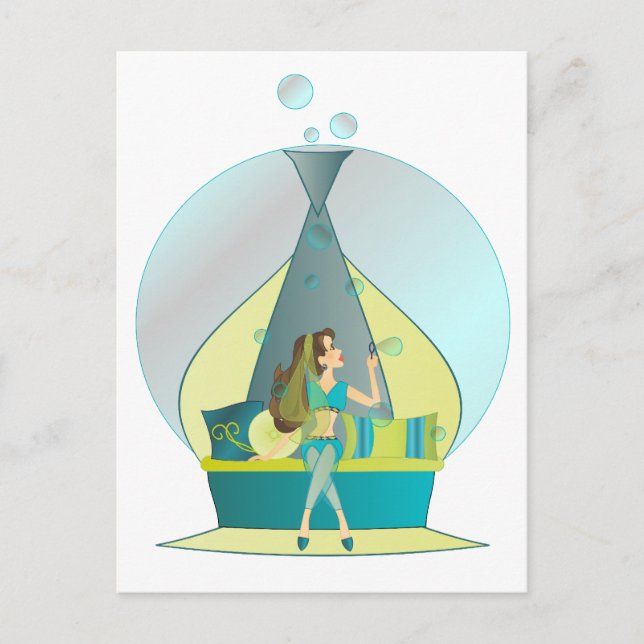 Cartão Postal Bolhas Genie Blowing (Frente)