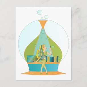 Cartão Postal Bolhas Genie Blowing