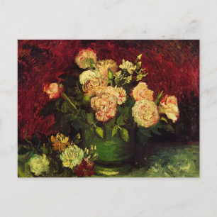 Cartão Postal Boliche com Peonies e Rosas de Vincent van Gogh