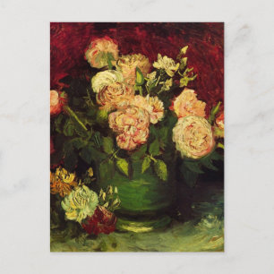 Cartão Postal Boliche com Peonies e Rosas de Vincent van Gogh