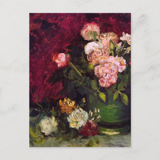 Cartão Postal Boliche com Peonies e Rosas Van Gogh de Belas Arte