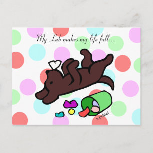 Cartão Postal Bolinhas de Cartoon Engraçado Chocolate Labrador