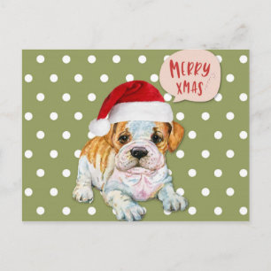 Cartão Postal Bolinhas de Natal de Cachorro Bonito