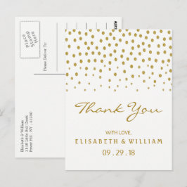 Cartão Postal Bolinhas Dourada - Branco e Dourado - Casamento Ob
