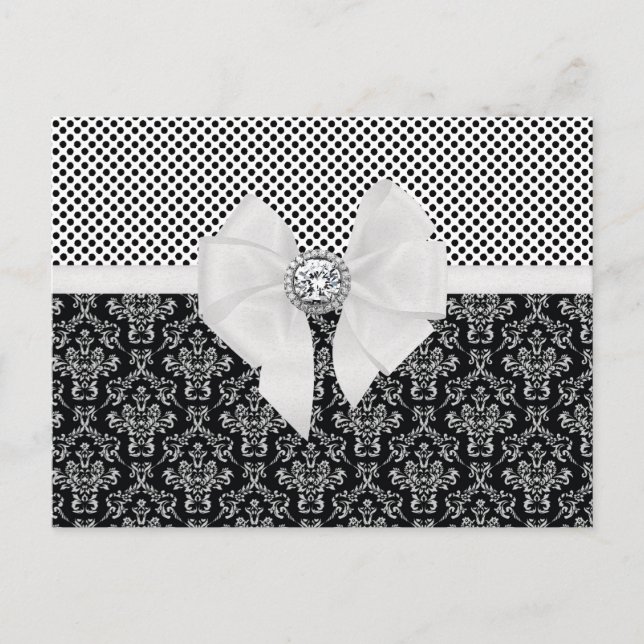 Cartão Postal Bolinhas Elegante para Damas Pretas e Brancas (Frente)