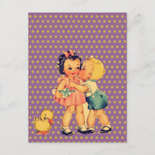 Cartão Postal bolinhas kitsch Vintage Kids