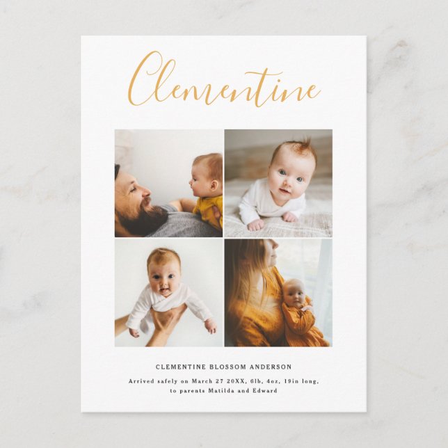 Cartão Postal Bolinhas multifoto com nome de script moderno (Frente)