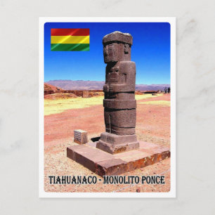 Cartão Postal Bolívia - Tiahuanaco - Monolito - Ponce -