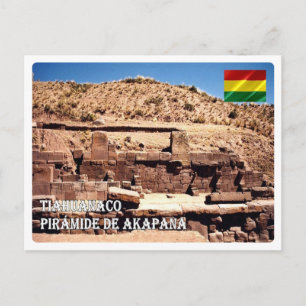 Cartão Postal Bolívia - Tiahuanaco - Piramida de Akapana -