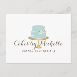 Cartão Postal Bolo Azul Elegante com Desordenação do Bolo Floral