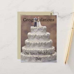 Cartão Postal Bolo Branco De Casamento De Cinco Camadas Com Casa