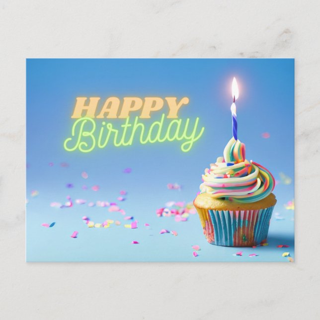 Cartão Postal Bolo de Aniversário (Frente)