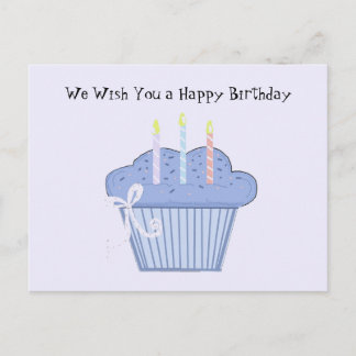 Cartão Postal Bolo de Aniversário Azul