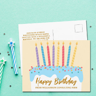 Cartão Postal Bolo de Aniversário Chic Personalizado Negócios