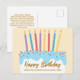 Cartão Postal Bolo de Aniversário Chic Personalizado Negócios