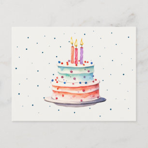 Cartão Postal Bolo de aniversário colorido 