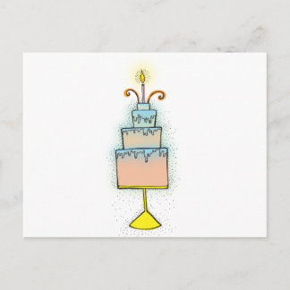 Cartão Postal Bolo de ANIVERSÁRIO com velas twirly encaracolado