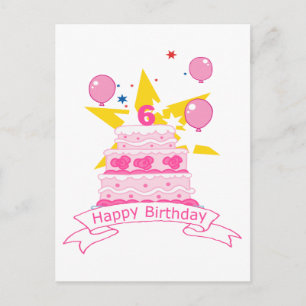 Cartão Postal Bolo de aniversário da criança de 6 anos