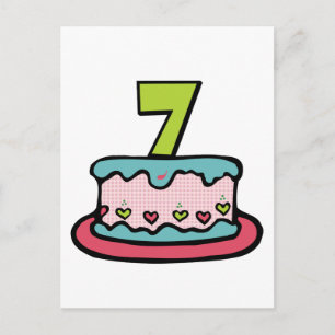 Cartão Postal Bolo de aniversário da criança de 7 anos