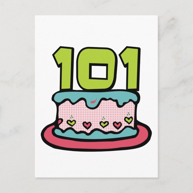 Cartão Postal Bolo de aniversário de 101 anos (Frente)