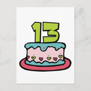 Cartão Postal Bolo de aniversário de 13 anos
