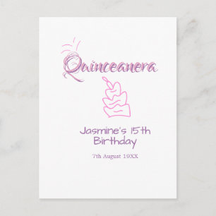 Cartão Postal bolo de aniversário de 15 anos da quinceanera roxo