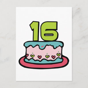 Cartão Postal Bolo de aniversário de 16 anos