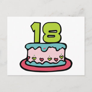 Cartão Postal Bolo de aniversário de 18 anos