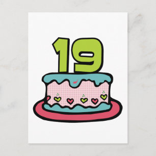 Cartão Postal Bolo de Aniversário de 19 Anos