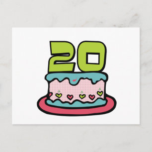 Cartão Postal Bolo de aniversário de 20 anos