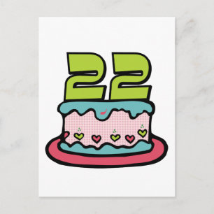 Cartão Postal Bolo de aniversário de 22 anos