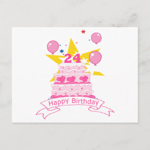 Cartão Postal Bolo de aniversário de 24 anos