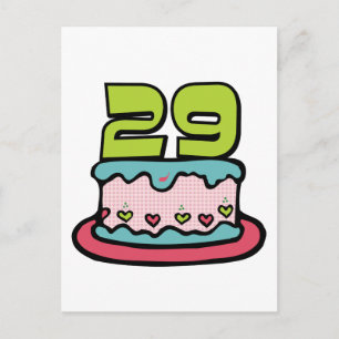 Cartão Postal Bolo de Aniversário de 29 Anos