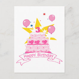 Cartão Postal Bolo de aniversário de 3 anos