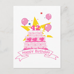 Cartão Postal Bolo de aniversário de 42 anos
