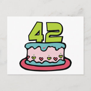 Cartão Postal Bolo de aniversário de 42 anos