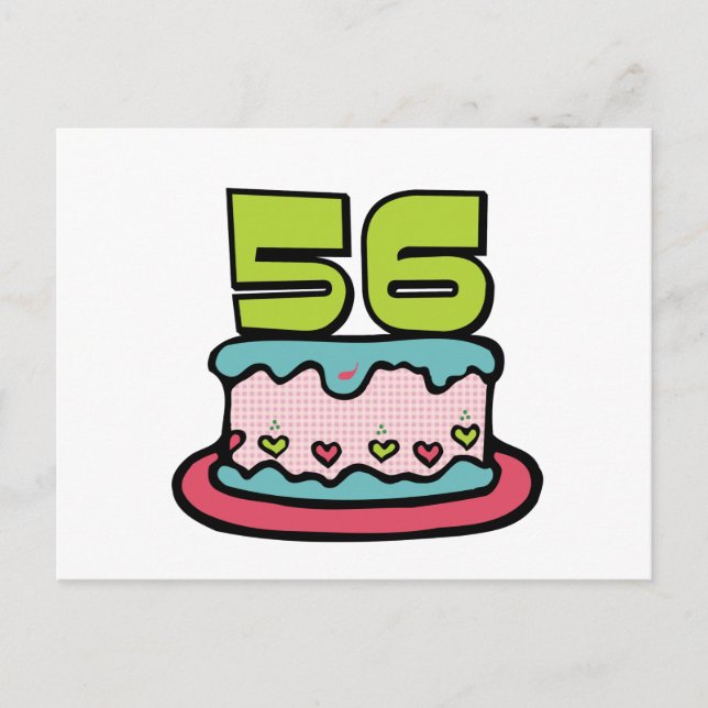 Cartão Postal Bolo de aniversário de 56 anos (Frente)