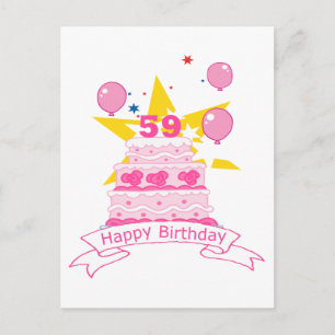 Cartão Postal Bolo de aniversário de 59 anos