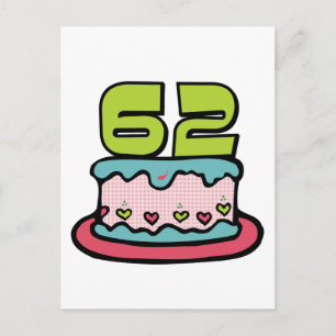 Cartão Postal Bolo de aniversário de 62 anos
