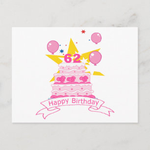 Cartão Postal Bolo de aniversário de 62 anos