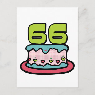 Cartão Postal Bolo de aniversário de 66 anos