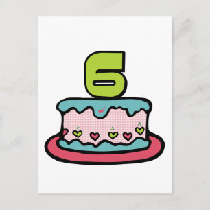 Cartão Postal Bolo de Aniversário de 6 Anos