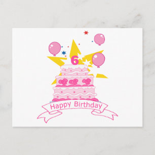 Cartão Postal Bolo de aniversário de 6 anos