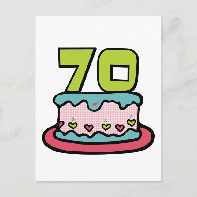 Cartão Postal Bolo de aniversário de 70 anos (Frente)